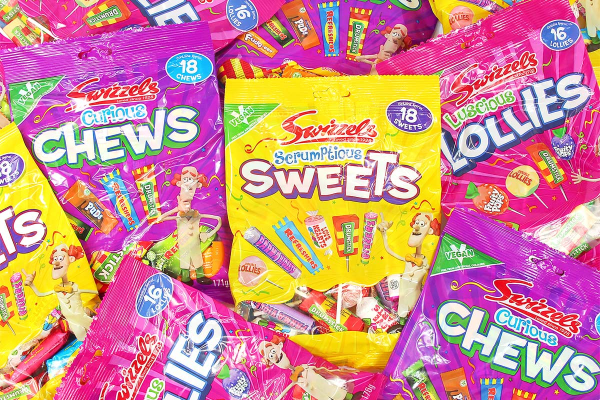 Variety packs of Swizzels sweets in an array of colours.