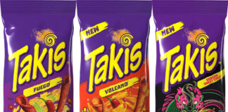 Pack shot of the Takis range of spicy corn chips.