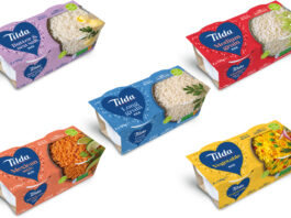 Tilda Rice Pots range including Butter & Sea Salt, Long Grain, Medium Grain, Mexican Style and Vegetable.