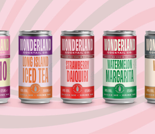 Wonderland Cocktails shakes up new additions Cans of Wonderland Cocktails sit in front of a pink, white and grey spiral design.