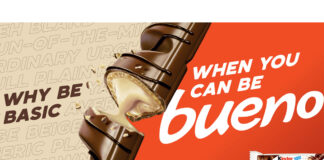 Promotional image for Kinder Bueno's 'Why Be Basic When You Can Be Bueno' campaign.