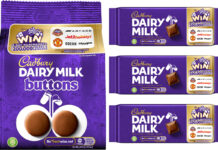 Cadbury Dairy Milk tablet bars and Cadbury Dairy Milk Buttons with the Win a Day to Remember promotion seen on packs.