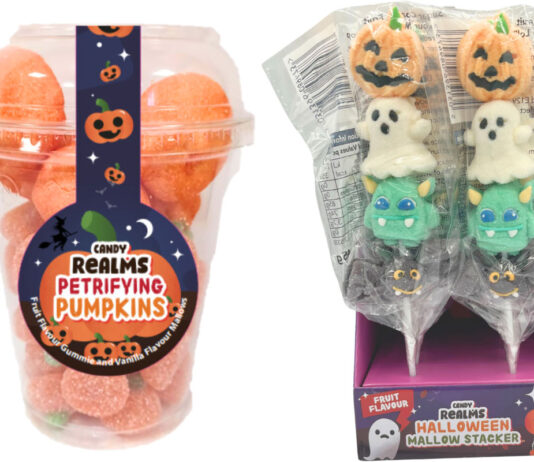 Hancocks stocks up for Halloween candy Pack shots of Candy Realms Petrifying Pumpkins and Halloween Mallows Stackers.