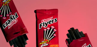 Promotional image for the launch of Flyers Cherry liquorice straws.