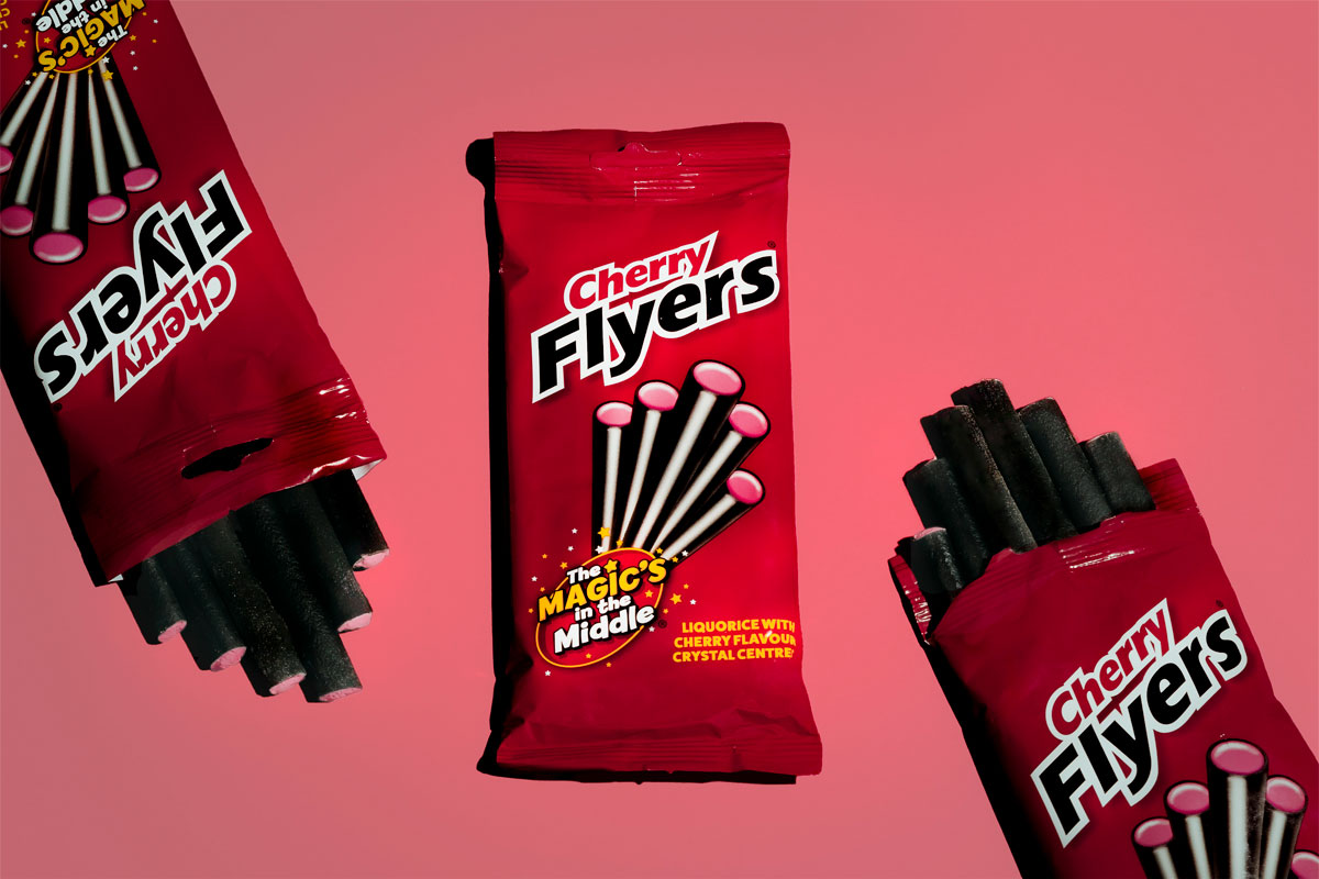 Promotional image for the launch of Flyers Cherry liquorice straws.