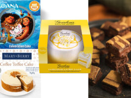 Finsbury bakes for celebrations Pack shots of a Moana Celebration Cake, Mary Berry Toffee Coffee Cake, Gordon's Gin Sicilian Lemon Layer Cake as well as a lifestyle image of Thorton's Chocolate Fudge Brownie Bites.