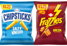 Pack shots of Chipsticks PMP and Frazzles PMP.