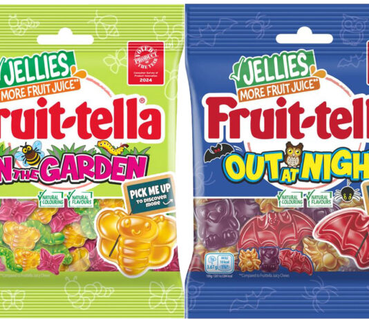 Fruit-tella sparks Curiosities with new Jellies sweets Pack shots of Fruit-tella Curiosities In the Garden and Out at Night.