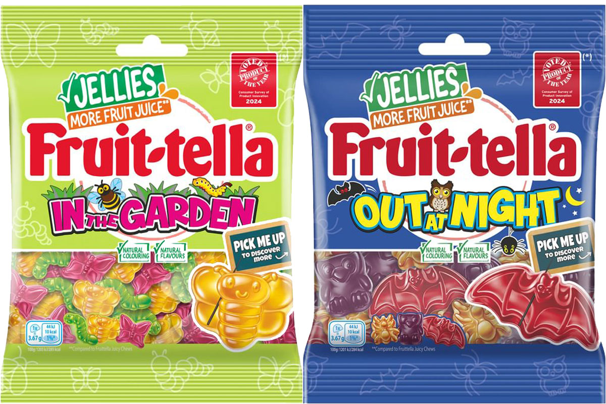 Pack shots of Fruit-tella Curiosities In the Garden and Out at Night.