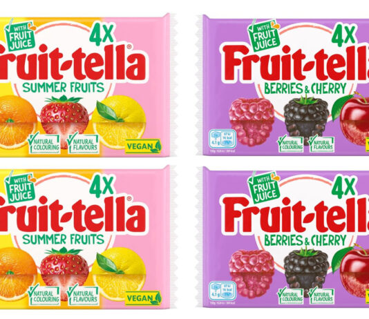 Fruit-tella unveils two new multipack formats Pack shots of Fruit-tella Summer Fruits multipacks and Fruit-tella Berries & Cherries multipacks.