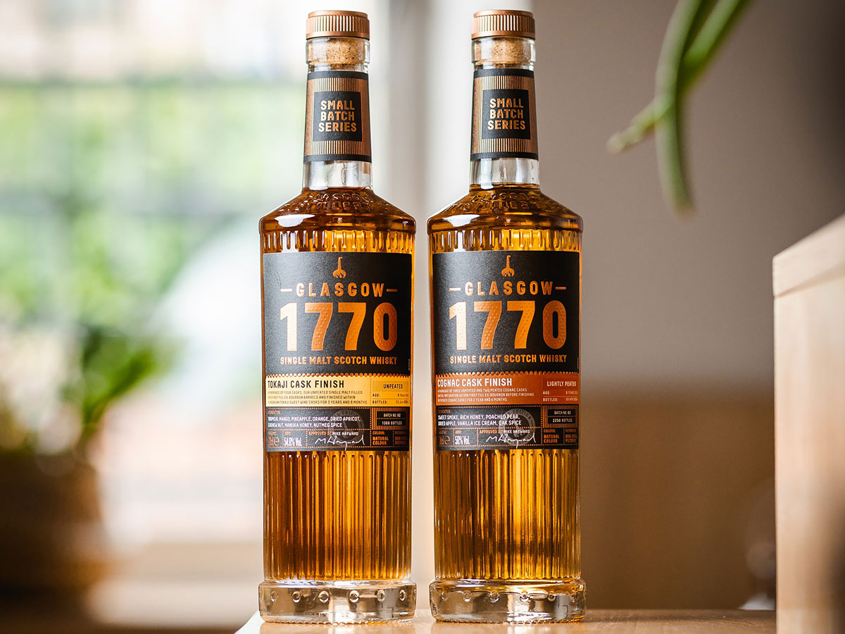 The latest Glasgow Distillery expressions – Glasgow 1770 Tokaji Cask Finish and Glasgow 1770 Cognac Cask Finish.