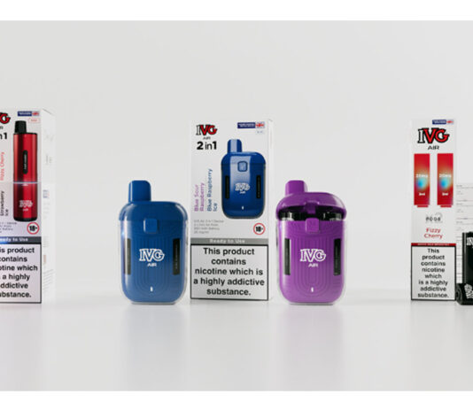 IVG launches its first rechargeable vape devices A group of IVG branded vapes.