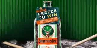 Promotional image for Jägermeister Freeze to Win Campaign featuring a bottle of Jägermeister frozen in a block of ice that is being chipped out.