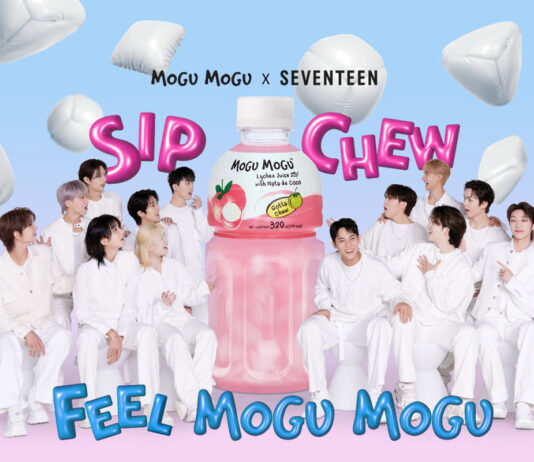 Mogu Mogu kickstarts partnership with K-Pop stars Promotional image between Mogu Mogu juice and K-Pop band Seventeen.