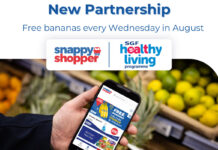 Promotional image of the Healthy Living Programme's team up with Snappy Shopper to deliver free bananas in August.