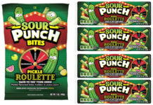 Pack shouts of Sour Punch Bites Pickle Roulette packs.