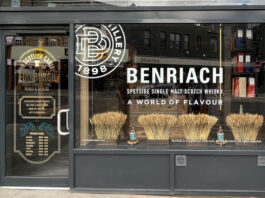 The Scottish Gantry opens flagship shop in Edinburgh Store front of The Scottish Gantry store in Edinburgh with advertising for The Benriach single malt in the window.