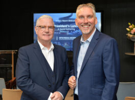 SWA lays out the road ahead Tom Slaven and Colin Smith stand shaking hands.