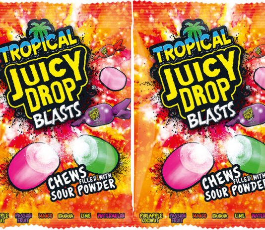Tropical blast from Bazooka Candy Pack shots of Tropical Juicy Drop Blasts.
