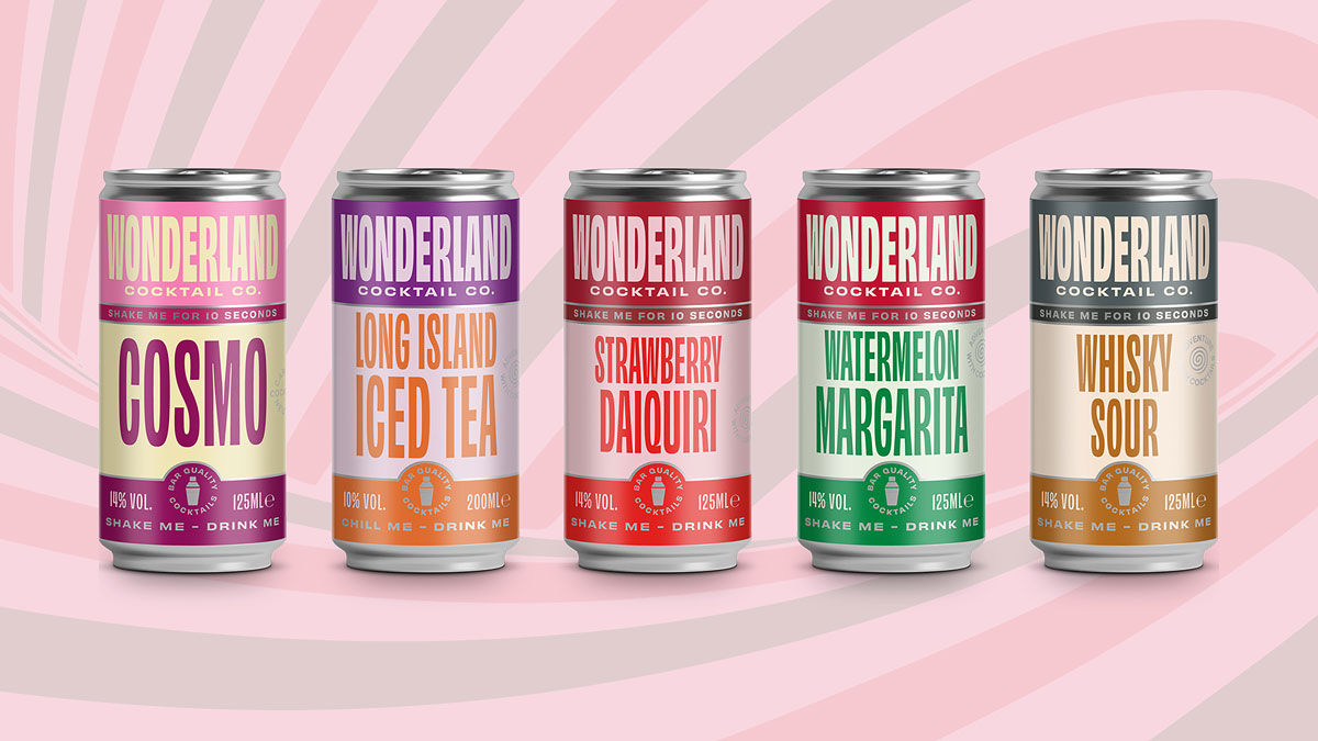 The five new RTD offerings from Wonderland Cocktails.