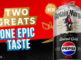 Pepsi Max boards with Captain Morgan in new RTD launch Promotional image of the partnership between Captain Morgan rum and Pepsi Max with an image of the can and text that reads "Two Greats, One Epic Taste".
