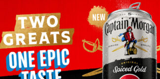 Promotional image of the partnership between Captain Morgan rum and Pepsi Max with an image of the can and text that reads "Two Greats, One Epic Taste".