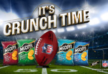 Promotional image of the partnership between McCoy's crisps and the NFL here in the UK, the text reads 'It's Crunch Time'.