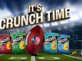 KP brings a crunch to the NFL Promotional image of the partnership between McCoy's crisps and the NFL here in the UK, the text reads 'It's Crunch Time'.