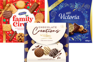 Pack shots of McVitie's Family Circle, Victoria and Chocolate Creations by Victoria.