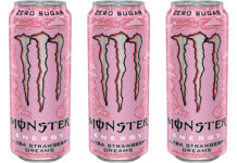 Pack shots of Monster Energy Ultra Strawberry Dream.