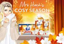 Illustration of the new Mrs Hinch's Cosy Season range of cleaning product from Procter & Gamble.