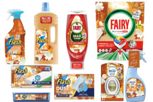 Pack shots of the new Mrs Hinch Cosy Season range of cleaning products from Procter & Gamble.