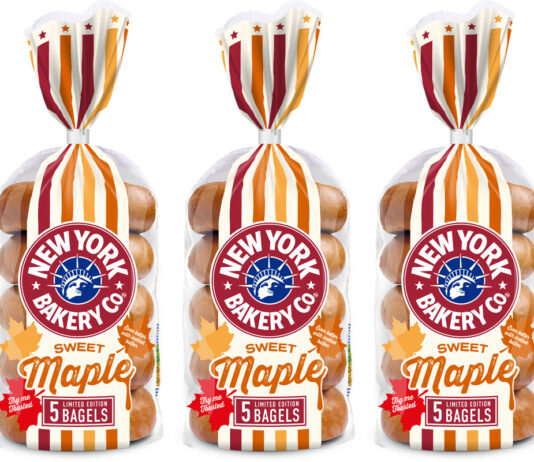 New York Bakery Co brings a Canadian touch with Maple bagels Pack shots of New York Bagel Company Maple bagels.