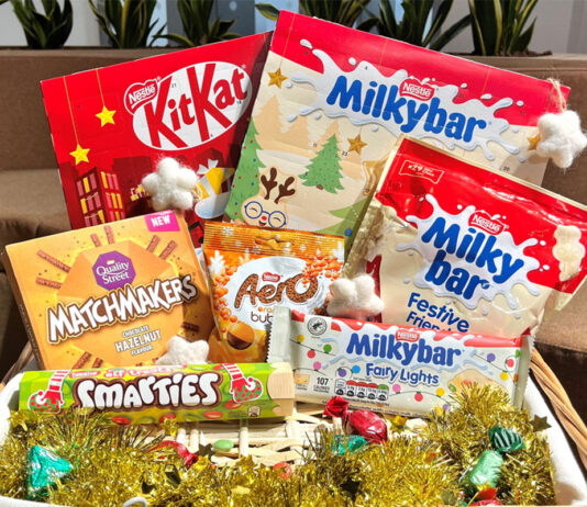 Nestlé sets up its stall for Christmas Nestle Christmas range 2024 sit in a basket.