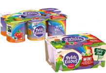 Pack shots of Petit Filous yoghurt multipacks including the standard variant as well as a Dairy-Free Pack.