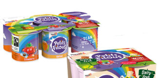 Pack shots of Petit Filous yoghurt multipacks including the standard variant as well as a Dairy-Free Pack.