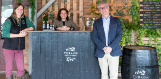 Turadh Distillery boss Anna Robertson, Scottish Rural Affairs Secretary Mairi Gougeon and Scotland Food & Drink chief exec Iain Baxter at the launch of the first Scotland Food & Drink September.