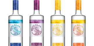 Pack shots of White Claw Vodka including Premium Unflavoured, Black Cherry, Pineapple and Mango.