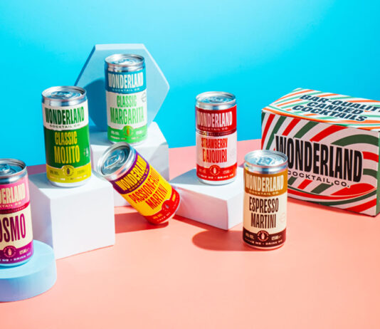 Waitrose and Sainsbury’s fall into Wonderland Lifestyle image of the Wonderland Cocktails range including a multipack as well as single cans of cocktails.