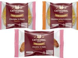 Cathedral City rolls out new on the go meals Pack shots of Cathedral City on-the-go range including Cheddar & Ham Toastie, Cheddar & Red Leicester Cheese Toastie and Cheddar & Ham Croissant.