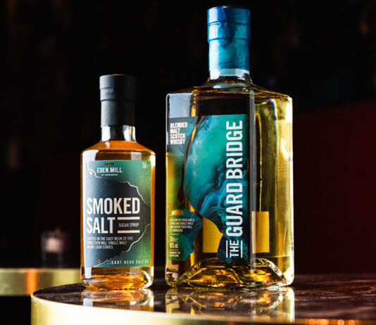 Eden Mill aims for whisky cocktail lovers A bottle of Eden Mill's The Guard Bridge blended whisk stands next to a bottle of Smoked Salt Sugar Syrup.