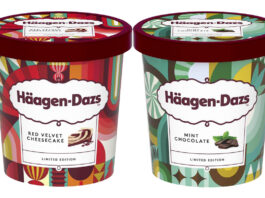 Häagen-Dazs unveils Christmas ice cream editions Pack shots of Häagen-Dazs ice cream including Red Velvet Cheesecake and Mint Chocolate variants.