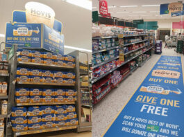 Hovis teams up with Morrisons and FareShare Images of promotions in Morrisons stores for the collaboration between the supermarket, Hovis and FareShare including end of aisle displays and a store floor layout.