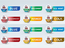 IVG joins the nicotine pouch category Pack shots of IVG Nicotine Pouches along with descriptors of their flavours including Blue, Spearmint, Ice Mint, Strawberry, Mango and Cola.
