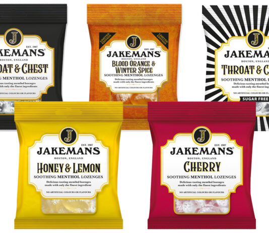 Jakemans reveals a unique demand for relief Pack shots of the Jakemans Throat Lozenges range including Throat & Chest, Blood Orange & Winter Spice, Throat & Chest Sugar Free, Honey & Lemon and Cherry.