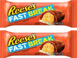 Pack shots of Reese's Fast Break bars.