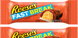 Pack shots of Reese's Fast Break bars.