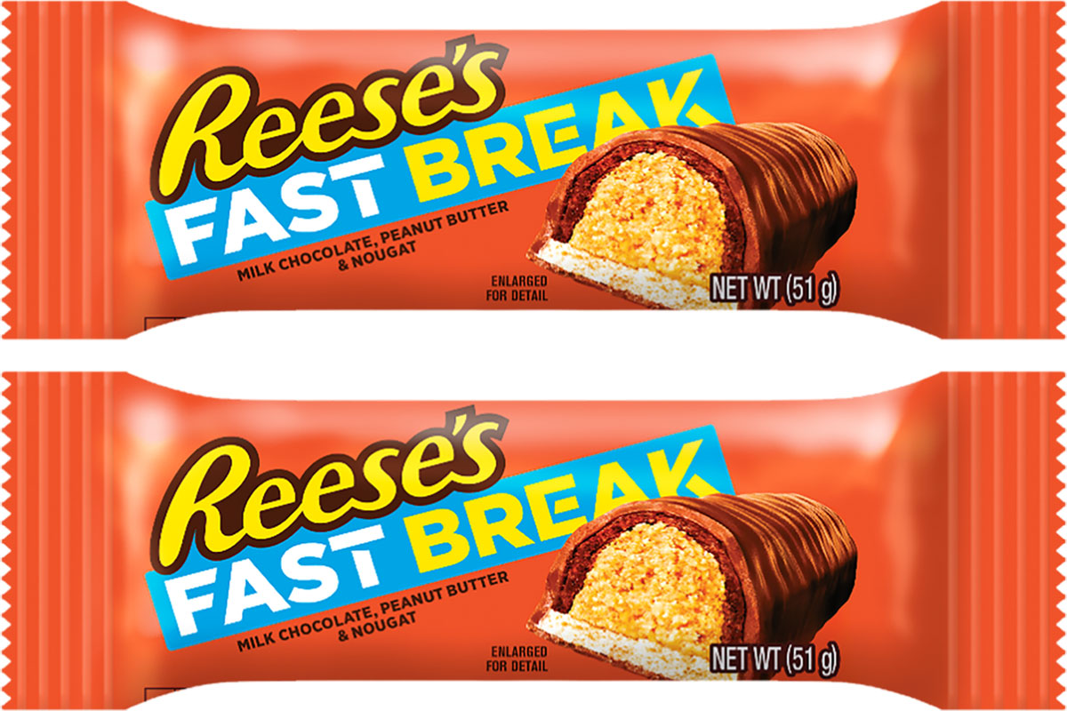 Pack shots of Reese's Fast Break bars.