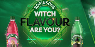 Promotional image of new Robinsons Squash Wicked variants with the text offering a prompt to try out both with the tagline "Witch Flavour Are You?".