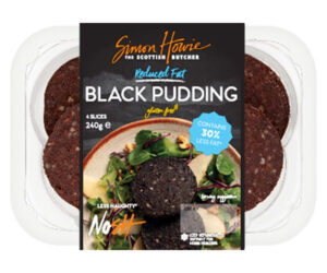 Pack shot of Simon Howie Reduced Fat Gluten Free Black Pudding.